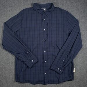 Jack Wolfskin Shirt Mens Large Blue Plaid Check Long Sleeve Pocket Vented